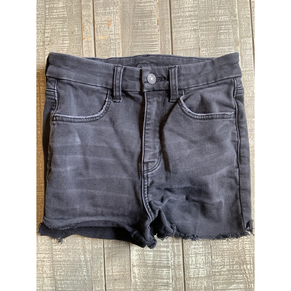 American Eagle Next Level Stretch Denim Shorts Women's Size 4 Black High Rise